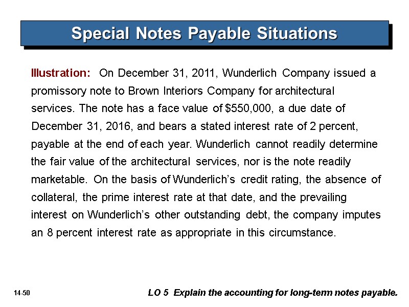 Special Notes Payable Situations LO 5  Explain the accounting for long-term notes payable.